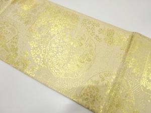 アンティーク　鴛鴦に牡丹・菊・梅模様織り出し袋帯（材料）